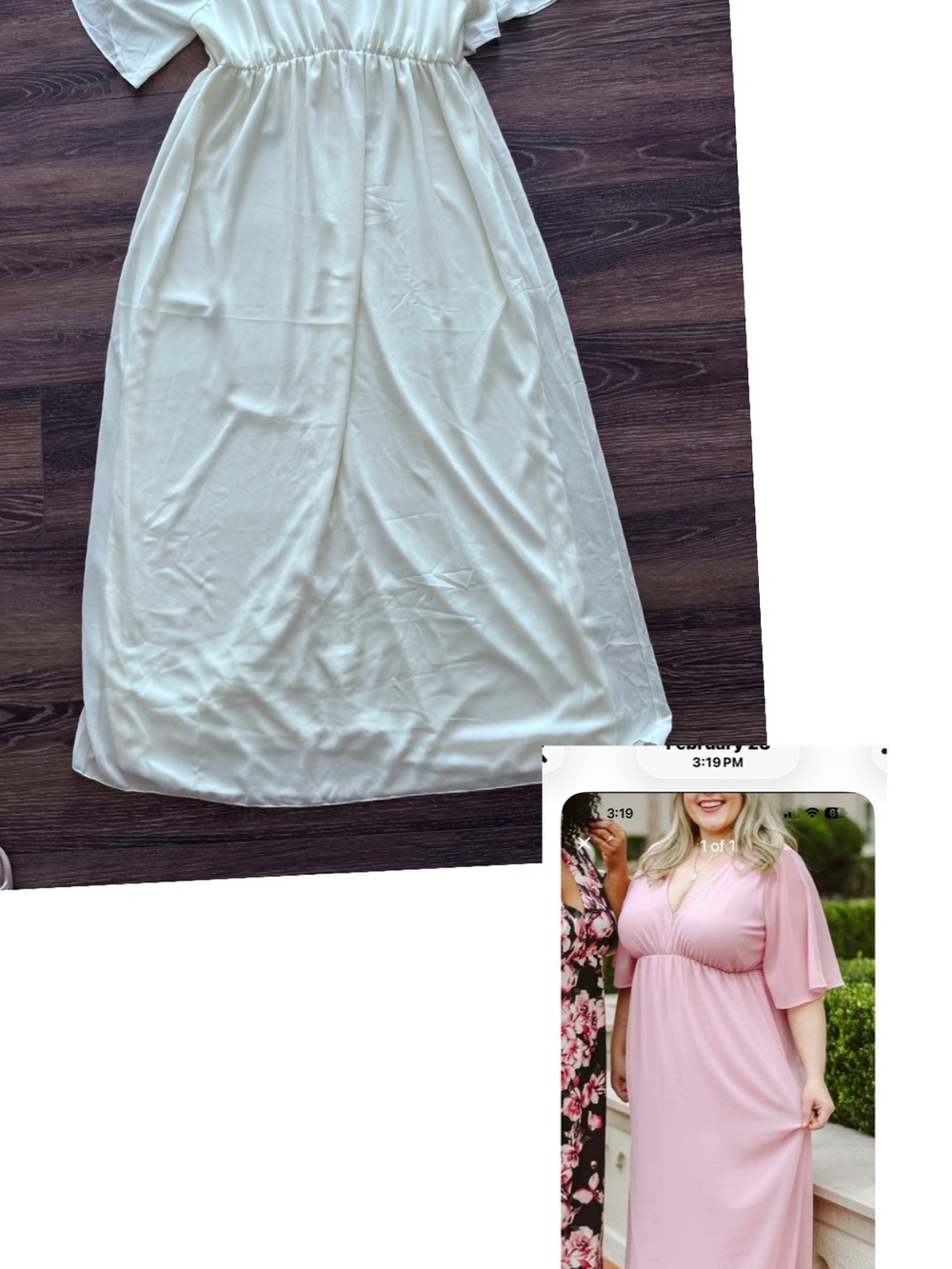 Women’s Ivory V-Neck Maxi Dress with Elastic Waist